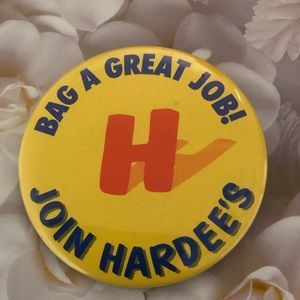 3” Hardee’s Hire Button, Restaurant Collector’s Pin